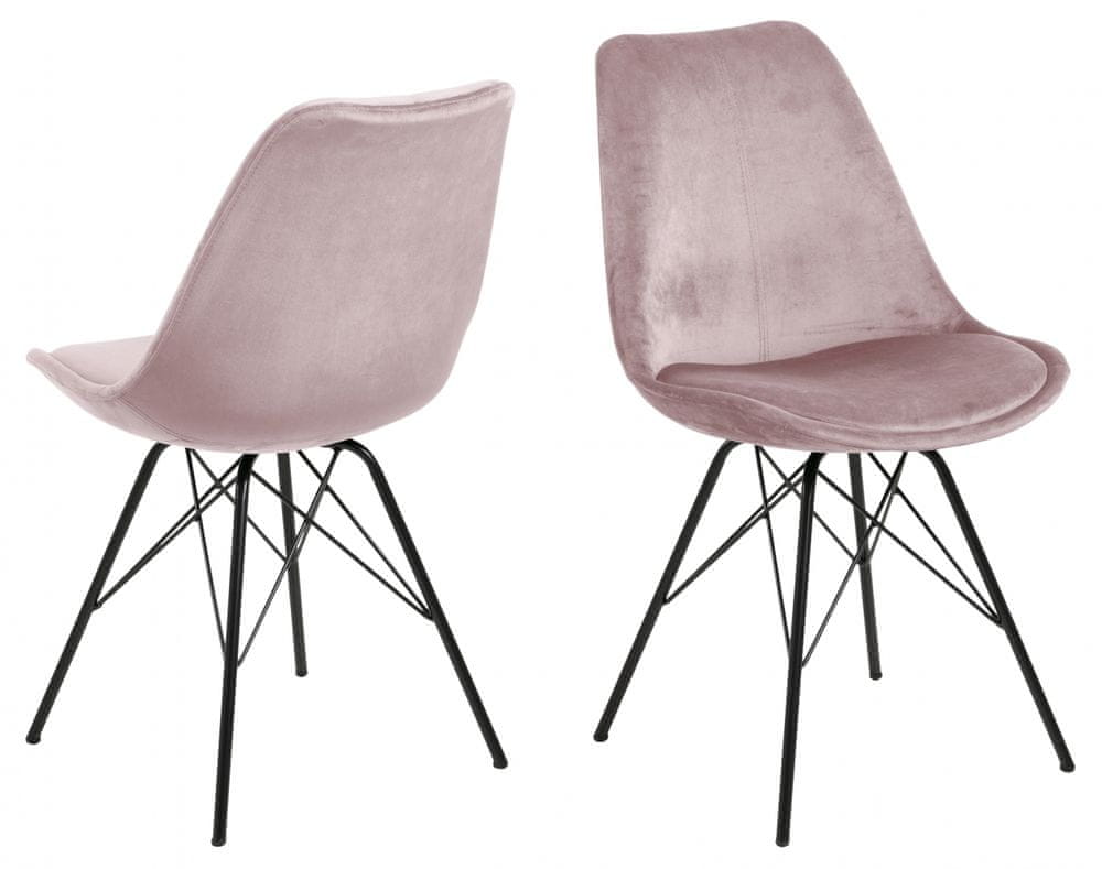 Design Scandinavia Jídelní židle Eris (SET 2ks), samet, ružová